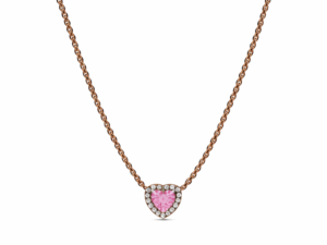 Colier Pink Heart Rose Cu Argint