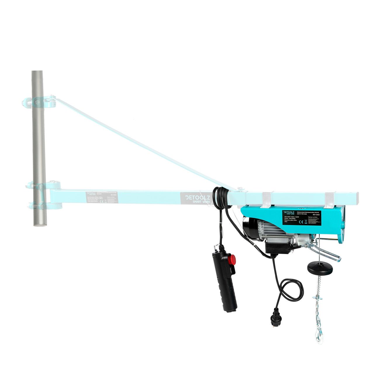 Reducere 20% - Troliu Electric (Macara) 250kg, 450W, Fir 3mm, Detoolz DZ-C262 1 Troliu Electric (Macara) 250kg