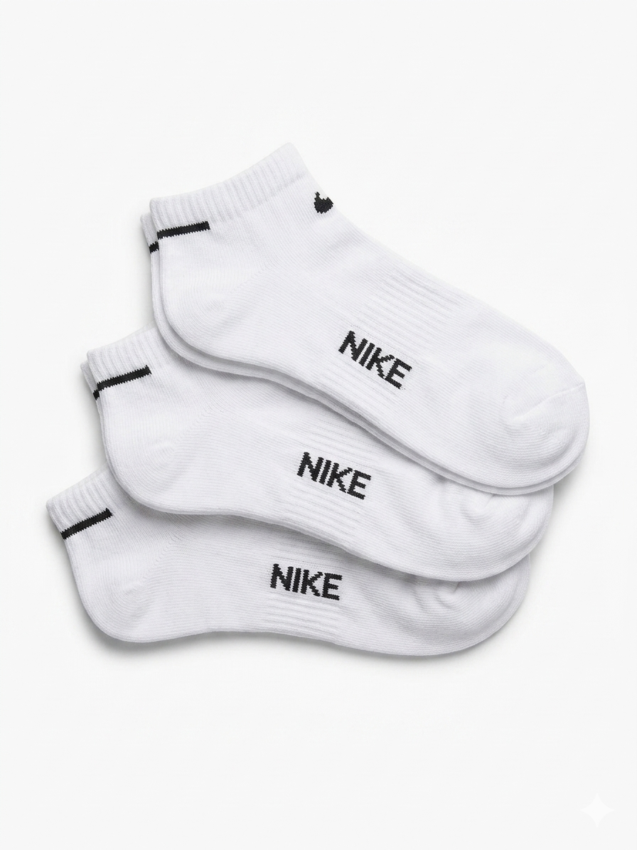 Reducere 74% - Set de 3 Sosete NIKE, la Glezna, Alb cu Verde, 41-46 1 Set de 3 Sosete NIKE