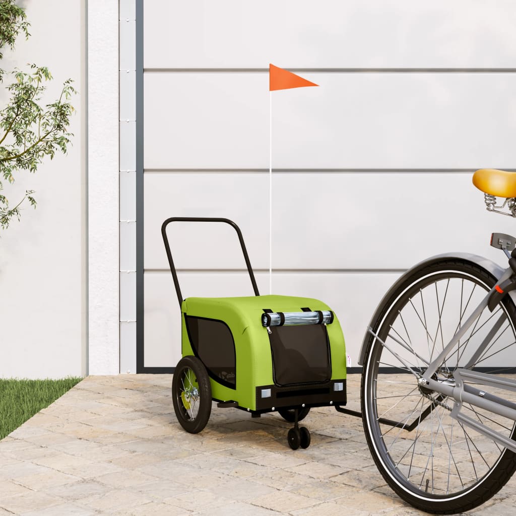 Reducere 69% - Gossi remorca bicicleta animale companie, verde/negru, oxford/fier 1 Gossi remorca bicicleta animale companie