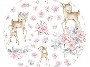 Set lenjerie pentru carucior MimiNU cu pernuta si paturica din bumbac Sweet deer Pink