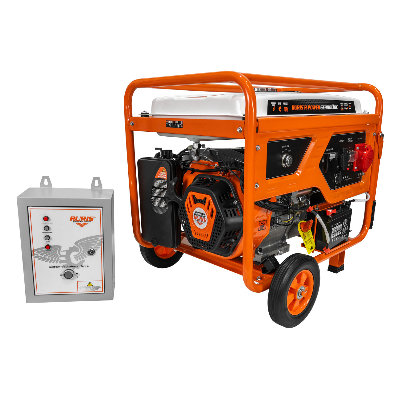 Reducere 20% – Generator de Curent, RURIS R-POWER, GE9000RC ATS - 7500W, 3 faze, Motor 15CP, AVR, ATS, Cupru, Benzina, Pornire Electrica si Telecomanda 1 Generator de Curent