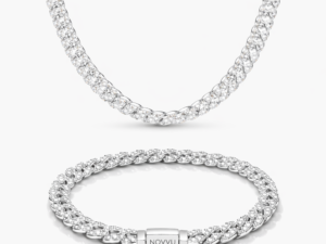 Set Colier+Bratara Cuban Pavé Cu Argint