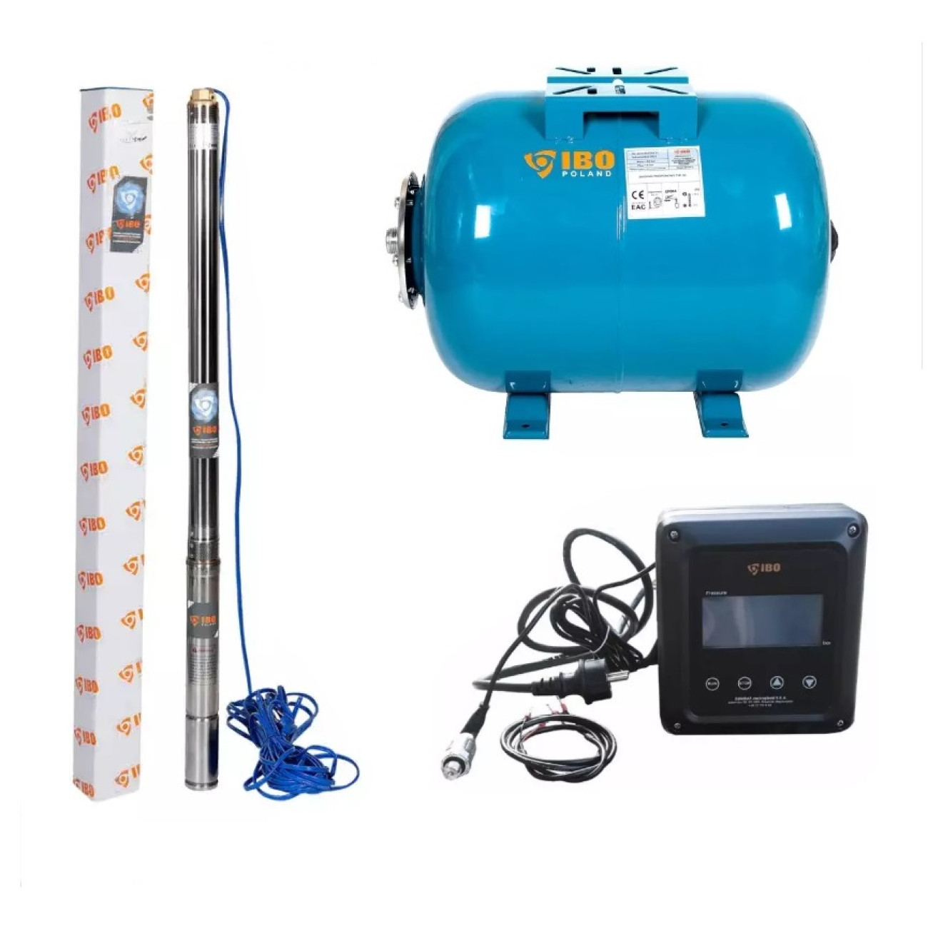 Reducere 20% - Set Hidrofor 50L cu Pompa submersibila IBO Dambat 3TI27, 750W, Panou comanda inteligent cu convertizor frecventa IVR-08-020S 1 Set Hidrofor 50L cu Pompa submersibila IBO Dambat 3TI27