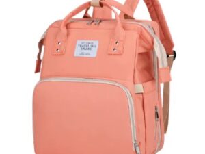 Rucsac multifunctional pentru mamici capacitate mare design simplu cu patut pliabil ROZ