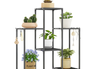 Suport pentru flori cu 6 polite si roti metal design modern 82.5 × 27.5 × 77 cm