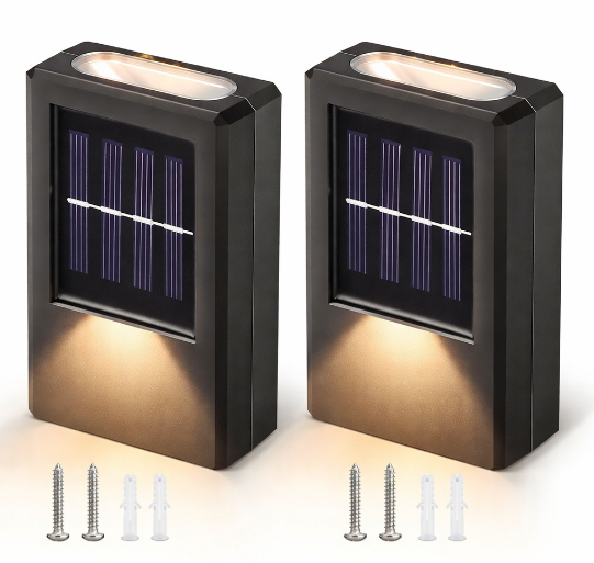 Reducere 59% - Set 2 lampi solare de perete cu iluminare sus jos lumina calda 1 Set 2 lampi solare de perete cu iluminare sus jos lumina calda
