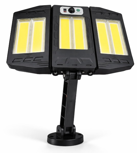 Reducere 53% – Lampa solara tripla COB cu senzor de miscare si telecomanda 1 Lampa solara tripla COB cu senzor de miscare si telecomanda