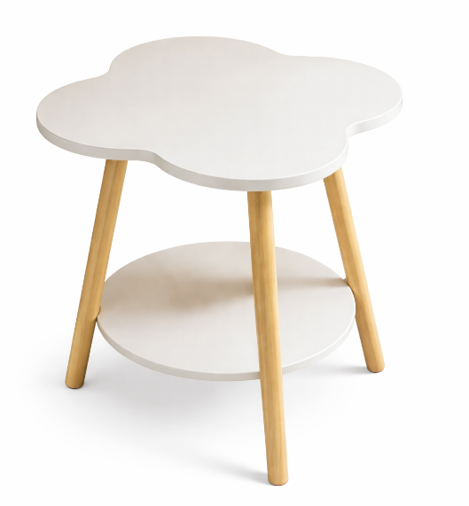 Reducere 47% - Masuta rotunda contemporana din lemn masiv metal in forma de floare cu 2 niveluri 1 Masuta rotunda contemporana din lemn masiv metal in forma de floare cu 2 niveluri