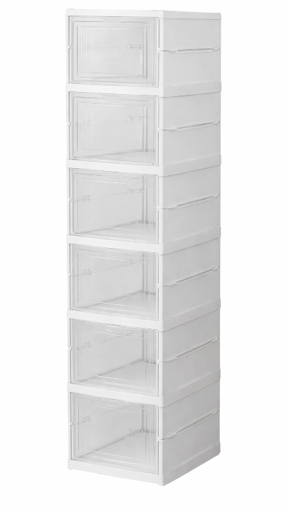 Reducere 45% - Organizator de pantofi pliabil economisitor de spatiu cu Usi transparente cu 6 Niveluri 1 Organizator de pantofi pliabil economisitor de spatiu cu Usi transparente cu 6 Niveluri