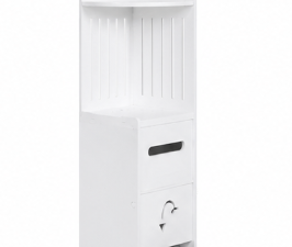 Dulap vertical pentru baie 3 polite 2 sertare 120 x 20 x 20 cm ALB