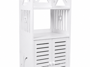 Dulap pentru baie modern raft depozitare PVC 4 sertare si 2 usi Alb 90x40x25 cm