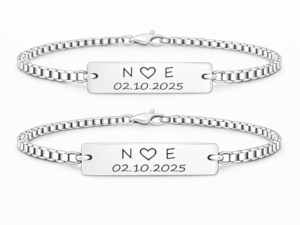 Set 2 Bratari Personalizate Inima cu Argint