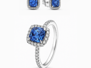 Set bijuterii Inel si Cercei Blue Cu Argint