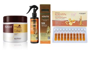 Set Reparare Intensiva Par Karseell Masca 500ml + Spray Keratina 250ml + Fiole Premium cu Keratina