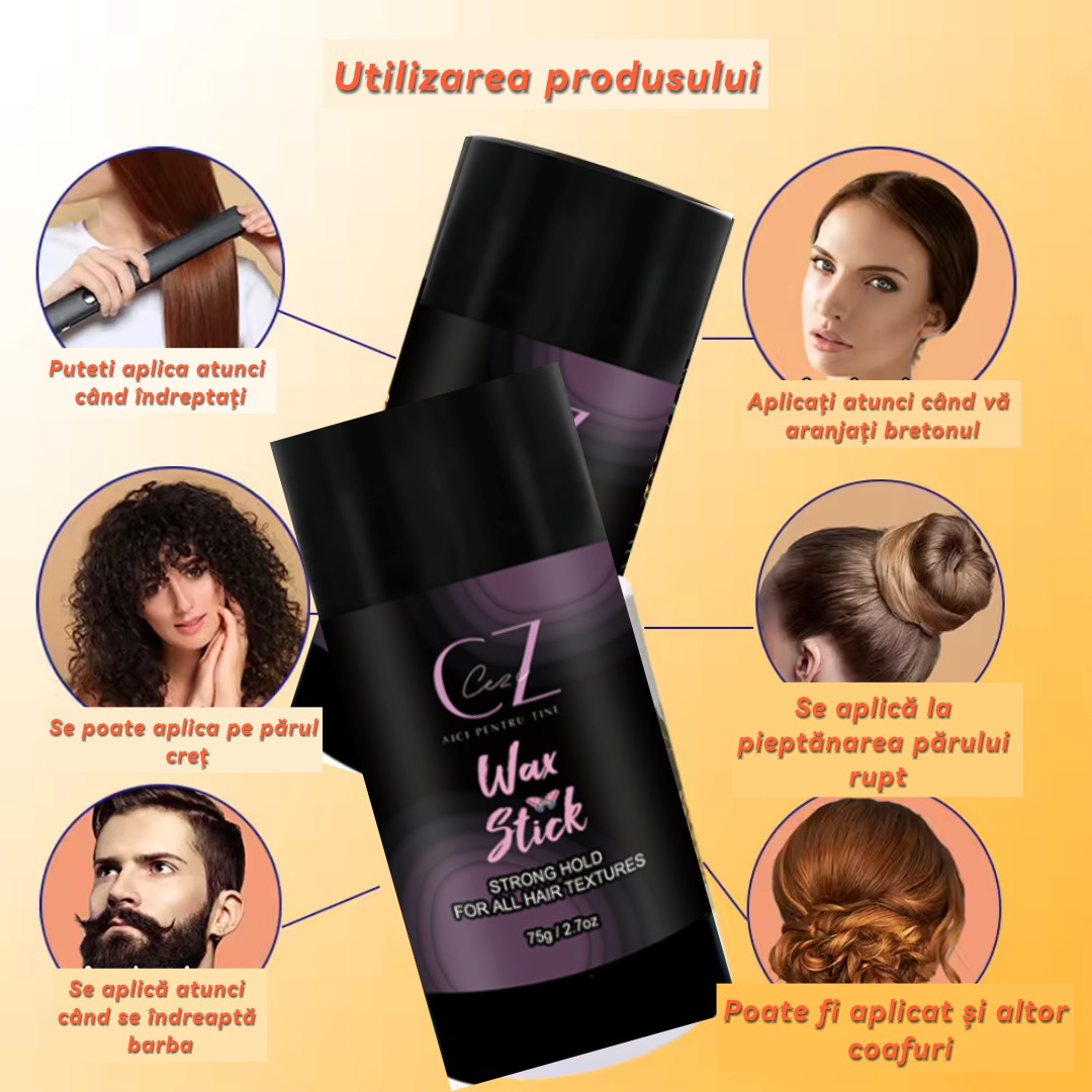 Reducere 40% - Ceara de par, stick negru, pentru coafarea parului si pentru controlul buclelor, 75g, Cezi 2 stick negru