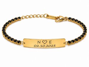 Bratara Personalizata Data Inima Black Gold