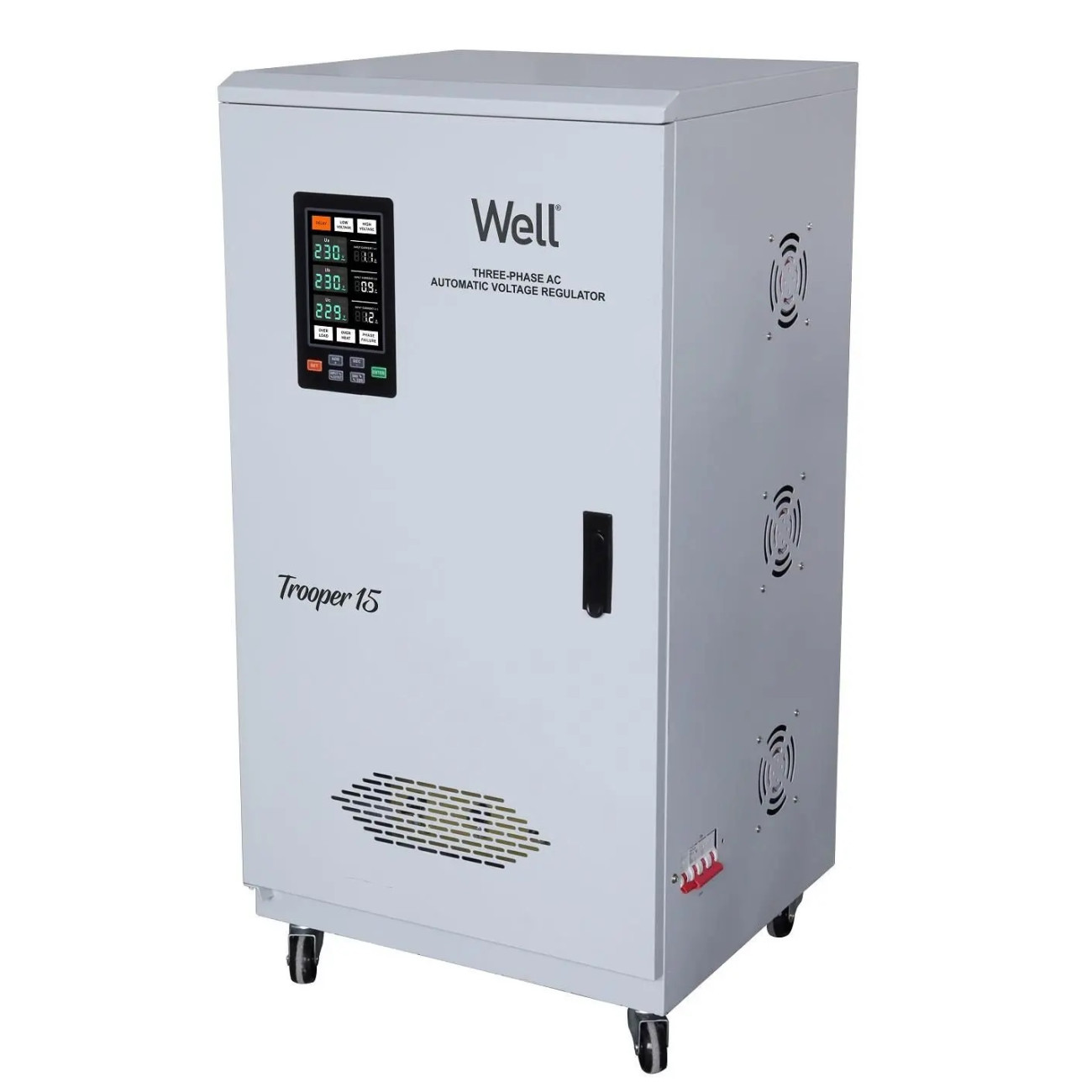 Reducere 20% - Stabilizator automat de tensiune trifazat Trooper 15KVA/12KW, Well - cu garantie conditionata prin proces verbal de punere in functiune 1 Stabilizator automat de tensiune trifazat Trooper 15KVA/12KW