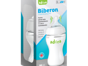 Biberon cu gat larg si tetina anticolici