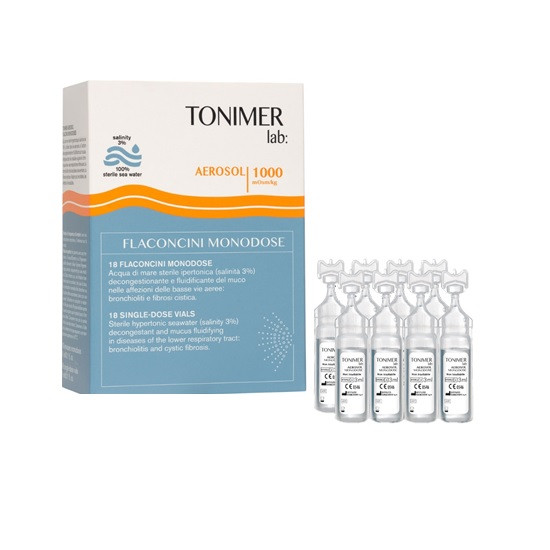 Reducere 8% - Aerosol Apa de mare sterila, Salinitate 3%, 18 flacoane x 3 ml , Tonimer Lab 1 Aerosol Apa de mare sterila