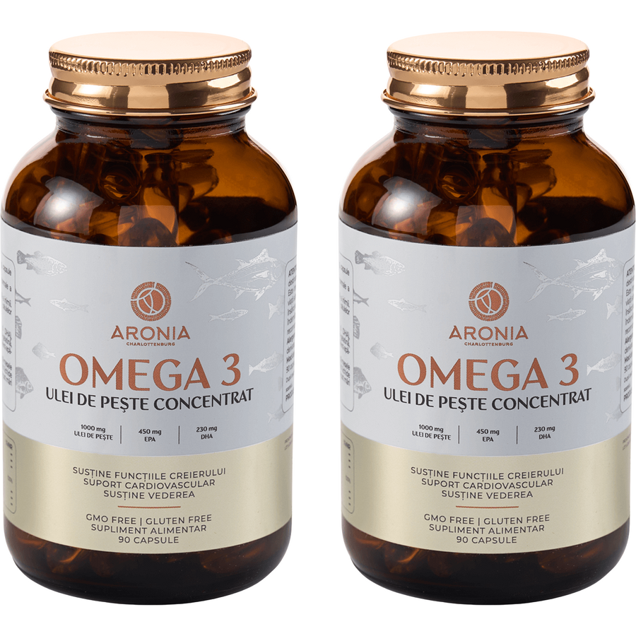 Reducere 17% - Pachet Omega3 1000mg + EPA 450mg + DHA 230mg 90cps + 90cps 1 Pachet Omega3 1000mg + EPA 450mg + DHA 230mg 90cps + 90cps