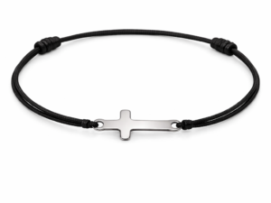 Bratara Cruce Reglabila Neagra cu Argint
