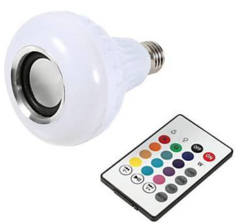 Reducere 61% – Bec led cu difuzor Bluetooth si telecomanda 1 Bec led cu difuzor Bluetooth si telecomanda