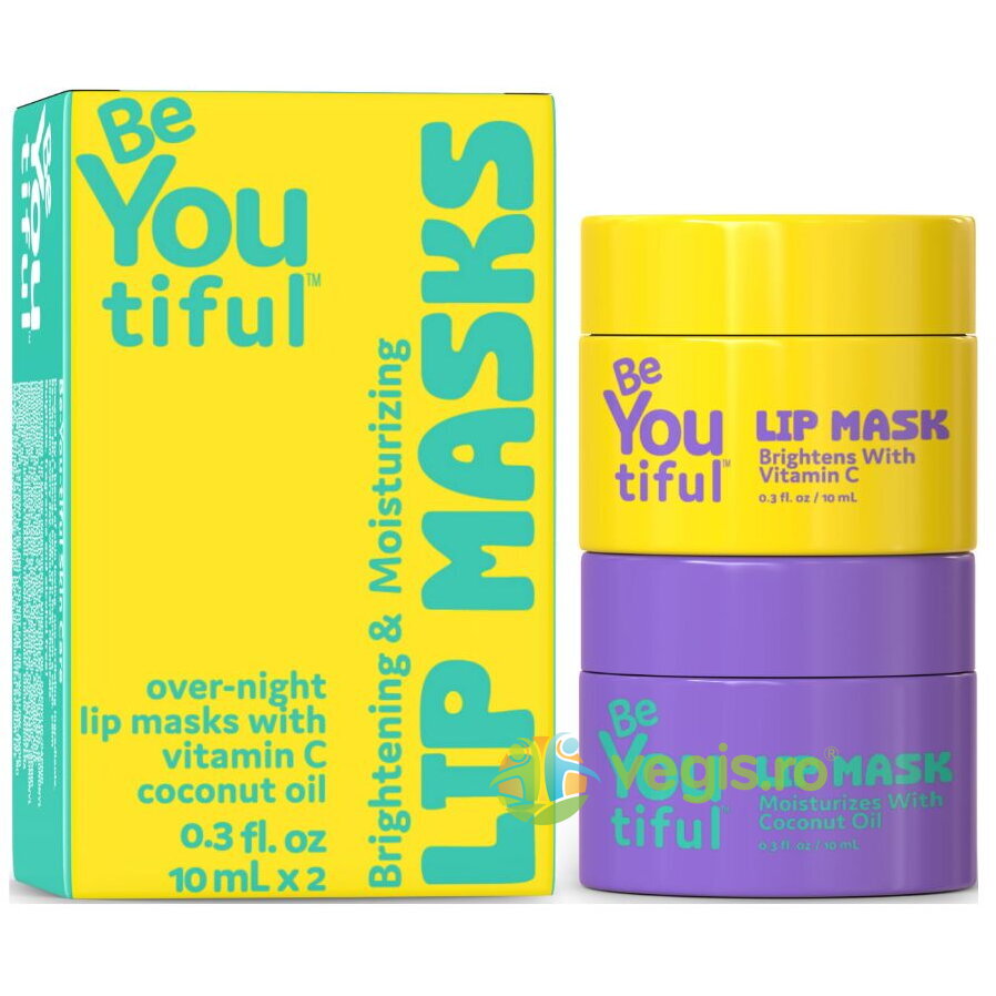Reducere 20% - Set Masti de Noapte pentru Buze cu Vitamina C si Ulei de Cocos pentru Adolescenti si Tineri, BeYoutiful 2x10ml 1 Set Masti de Noapte pentru Buze cu Vitamina C si Ulei de Cocos pentru Adolescenti si Tineri