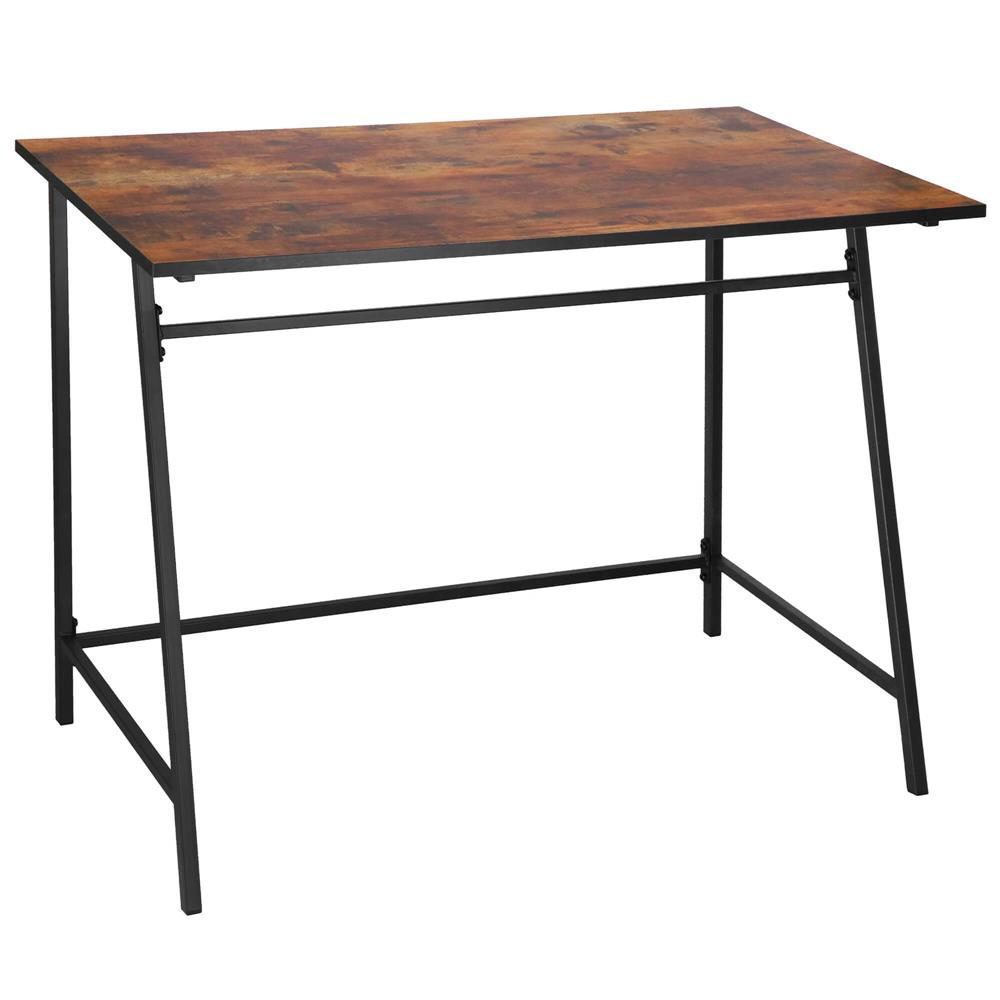 Reducere 20% – Birou tip masa laterala cadru otel stil industrial, 50x100x76 cm, design compact, maro 1 Birou tip masa laterala cadru otel stil industrial