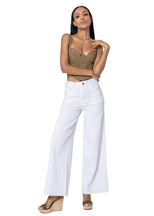 Reducere 23% - Blugi dama wide leg Nina Carter Alb YY300-10 M10 1 Blugi dama wide leg Nina Carter Alb YY300-10 M10