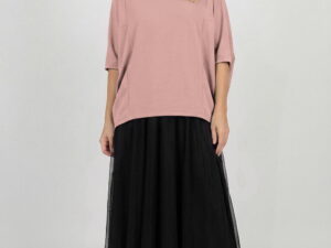 Bluza ampla oversize cu design asimetric din bumbac