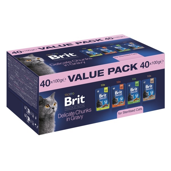 Reducere 22% - Brit Cat Value Pack Sterilised, 40x100 grame 1 Brit Cat Value Pack Sterilised