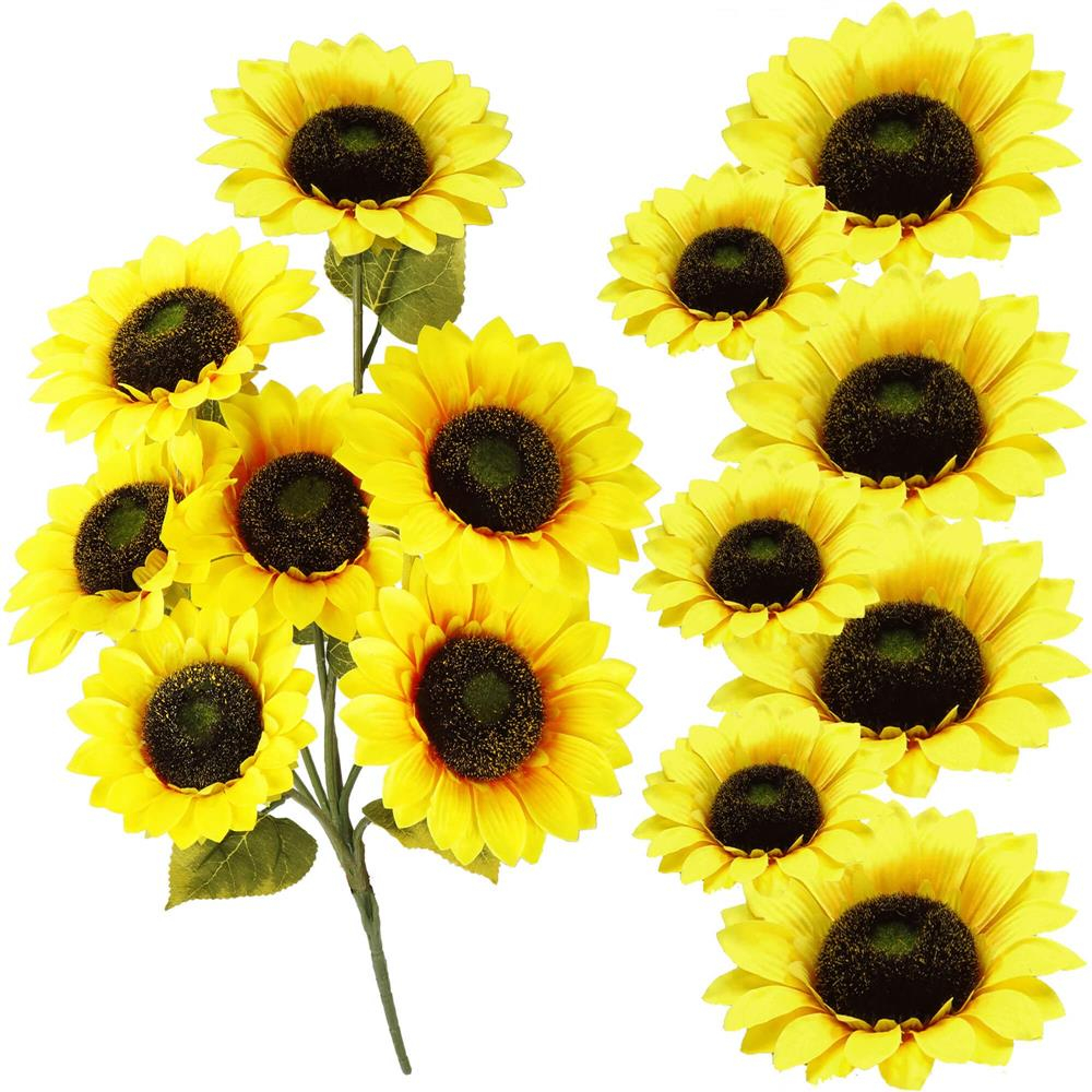 Reducere 21% - Buchet flori artificiale poliester 2 fire floarea soarelui, 57 cm, design natural, galben 1 Buchet flori artificiale poliester 2 fire floarea soarelui