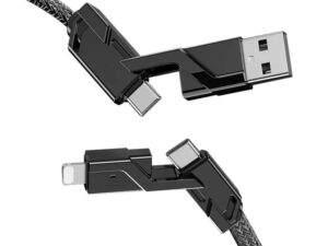Cablu de Date USB C la C 4 in 1 cu Cablu Nailon Impletit Plan