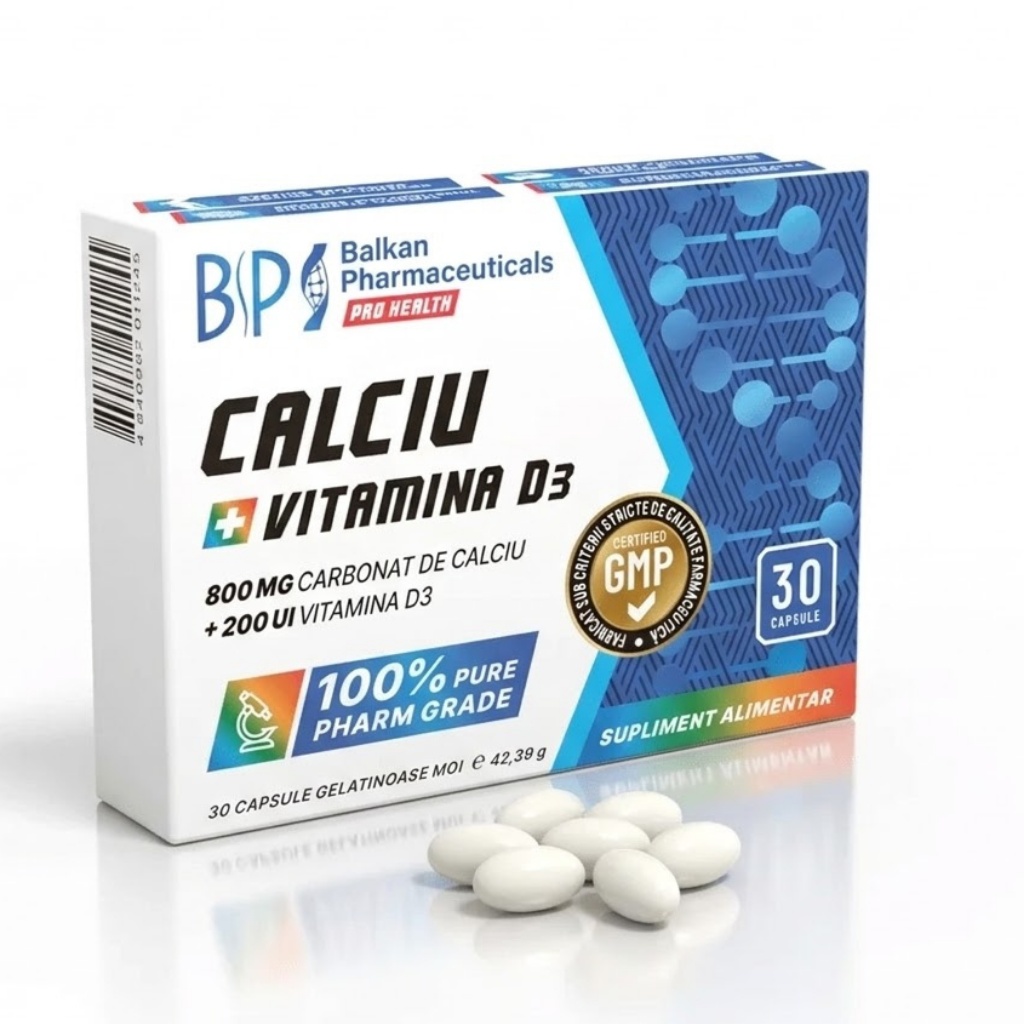 Reducere 15% - Calciu & D3, 800 mg/200 UI, 30 capsule, Balkan Pharmaceuticals 2 800 mg/200 UI