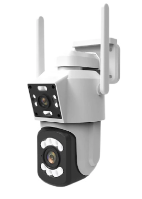 Reducere 60% – Camera de supraveghere PTZ WIFI 2.4G audio bidirectionala si lentila dual ALB 1 Camera de supraveghere PTZ WIFI 2.4G audio bidirectionala si lentila dual ALB