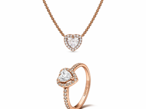 Set bijuterii Inel si Colier White Heart Cu Argint