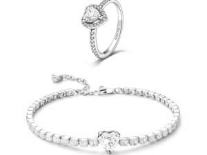 Set bijuterii Inel si Bratara White Heart Cu Argint