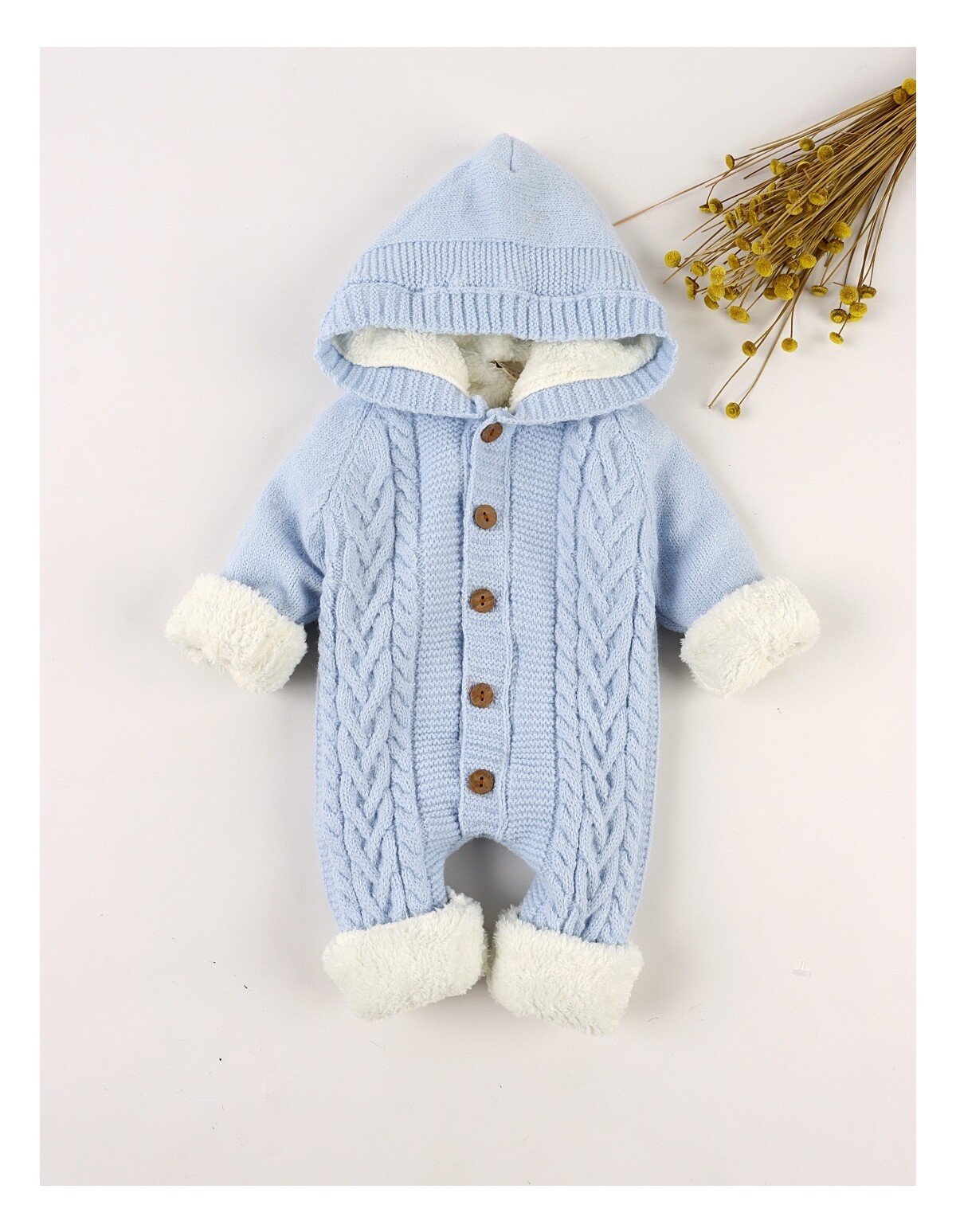 Reducere 15% - Combinezon tricotat imblanit Canario bleu 1 Combinezon tricotat imblanit Canario bleu