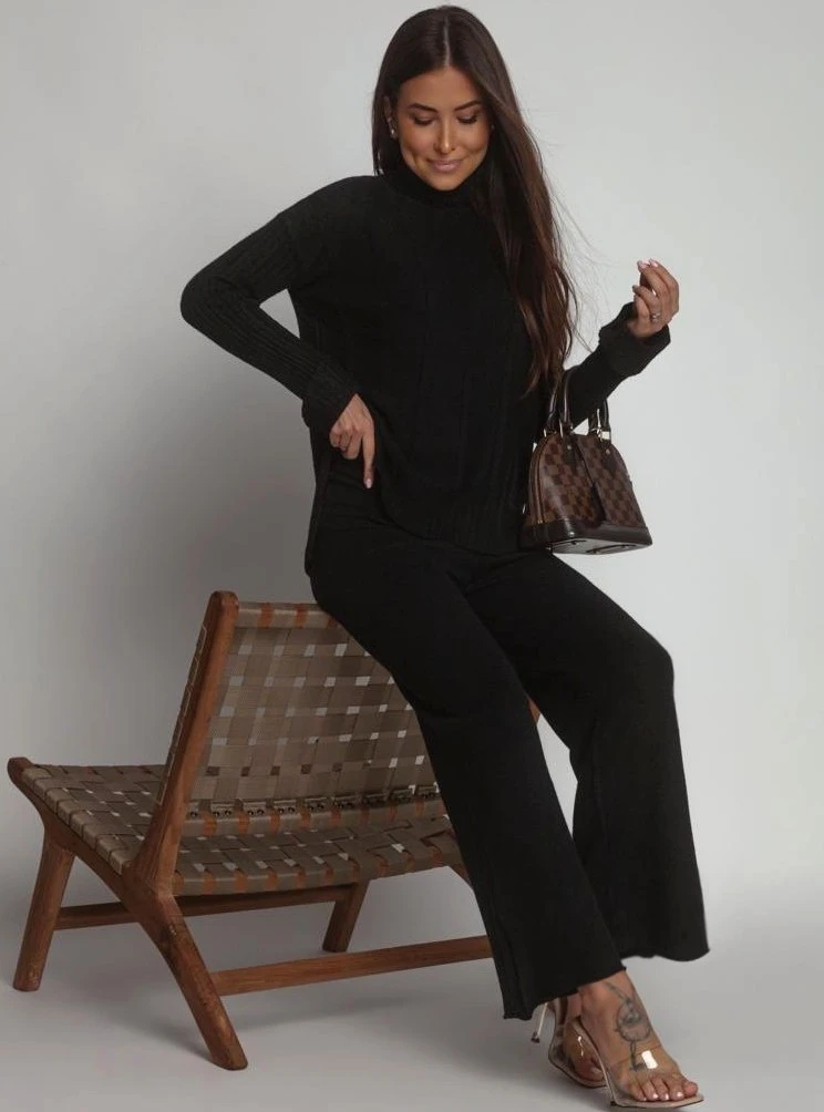 Reducere 59% - Compleu dama negru tricotat cu p... 2 Reducere 59% - Compleu dama negru tricotat cu p... - imagine 2