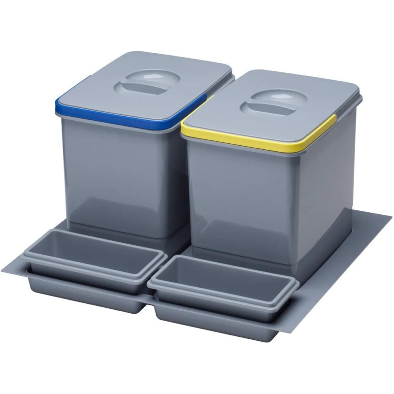 Reducere 14% - Cos Gunoi Selecto/Multino pentru Sertar Idealbox, 1 Cuve x 15 L+ 2x7 L, H300 mm, 473 x 509 mm, Finisaj Gri 1 Cos Gunoi Selecto/Multino pentru Sertar Idealbox