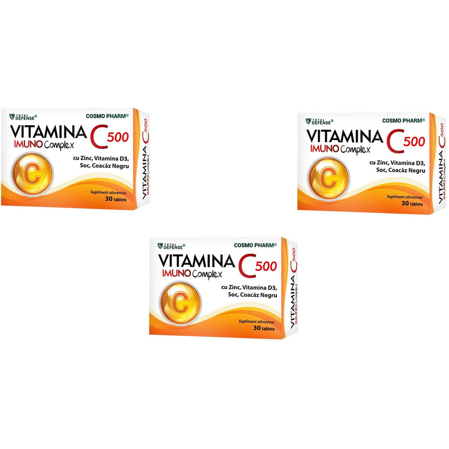Reducere 2% - Pachet Vitamina C Imuno Complex 500mg 3x30tb 1 Pachet Vitamina C Imuno Complex 500mg 3x30tb