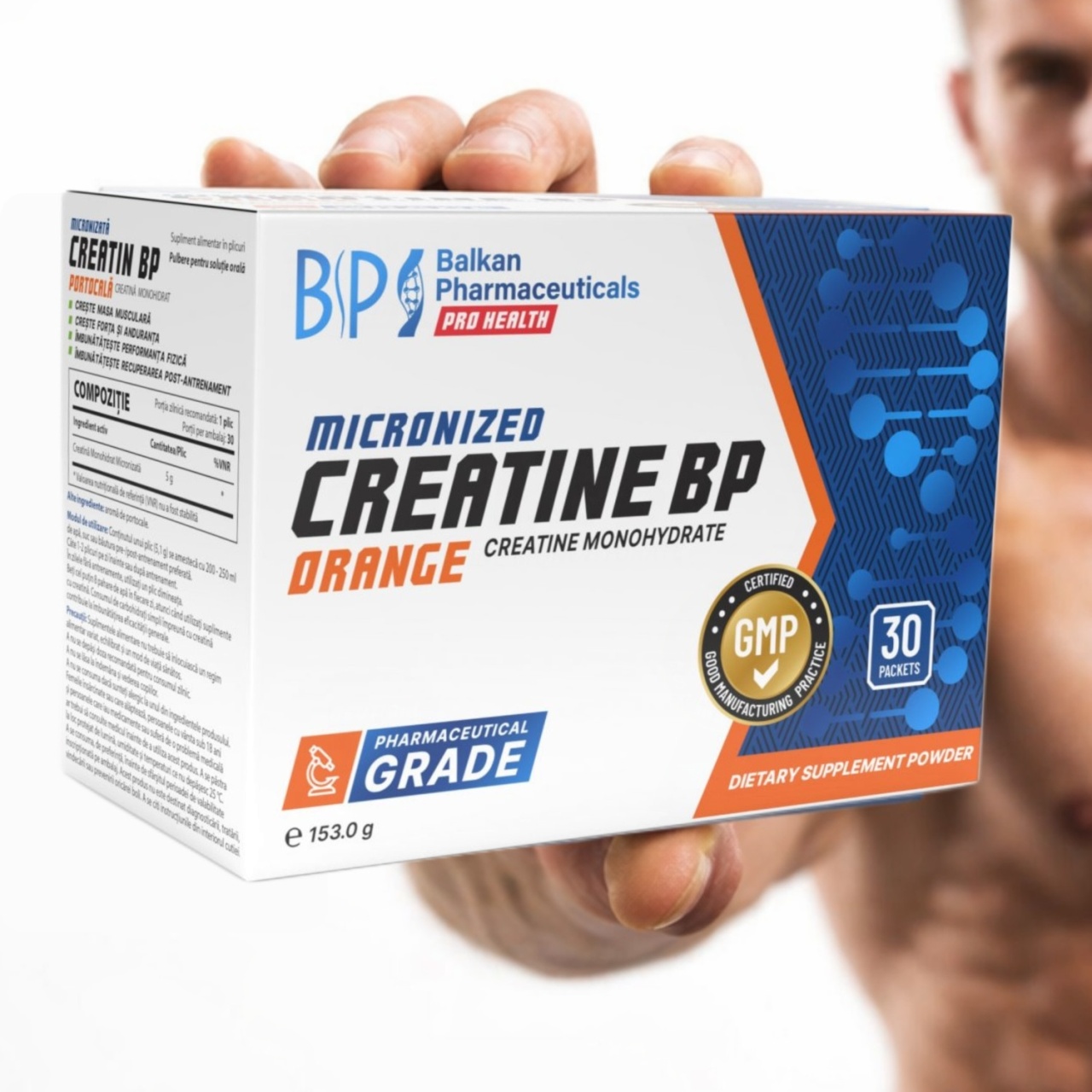 Reducere 15% - Creatine BP, 30 pliculețe × 5 g, pulbere, aromă portocală, Balkan Pharmaceuticals 2 30 pliculețe × 5 g