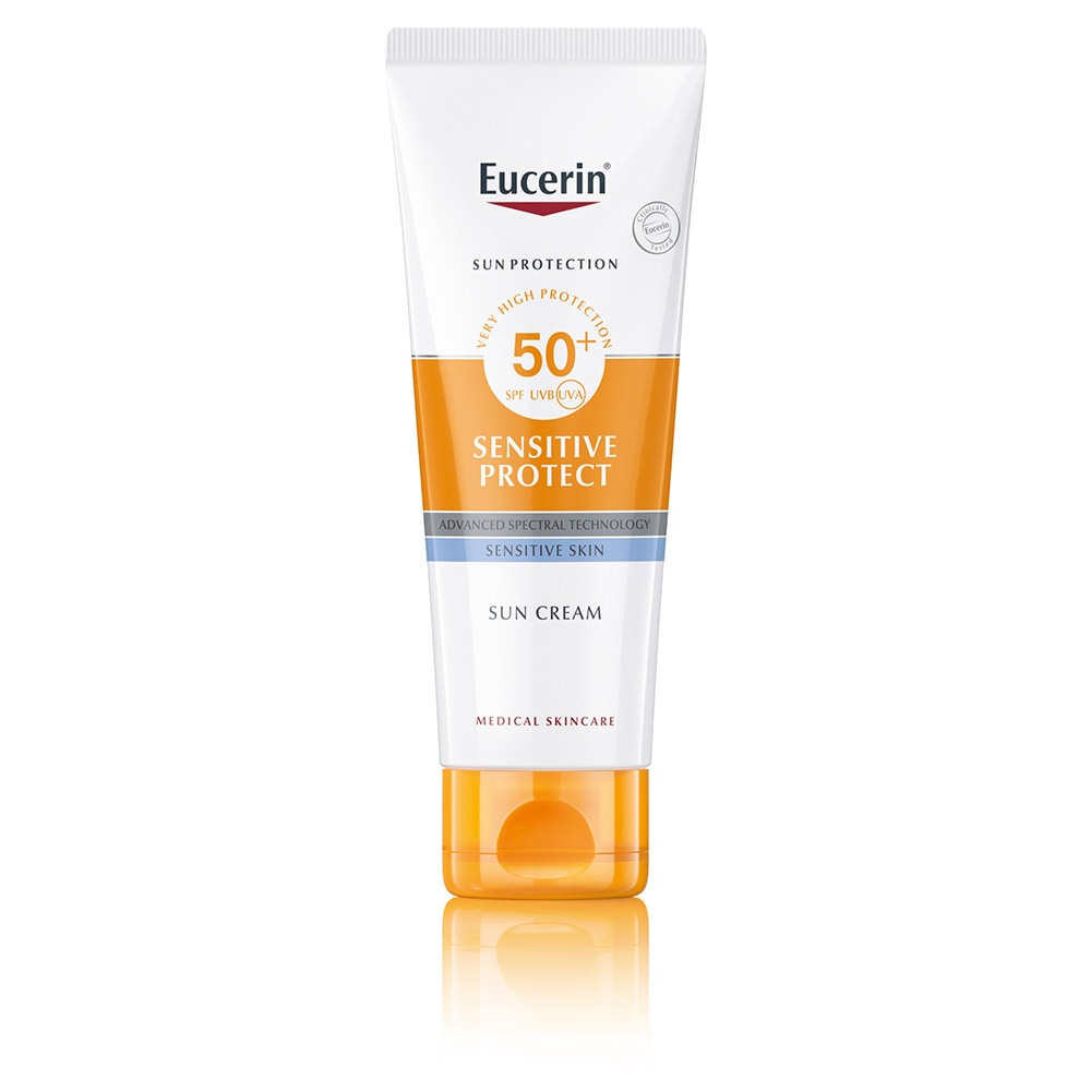 Reducere 30% - Crema de față pentru ten sensibil cu SPF 50+ Eucerin Sensitive Protect, 50 ml 1 Crema de față pentru ten sensibil cu SPF 50+ Eucerin Sensitive Protect