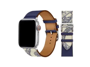 Curea Ceas Apple Watch Leather Navy Graphic   (Piele Albastru)