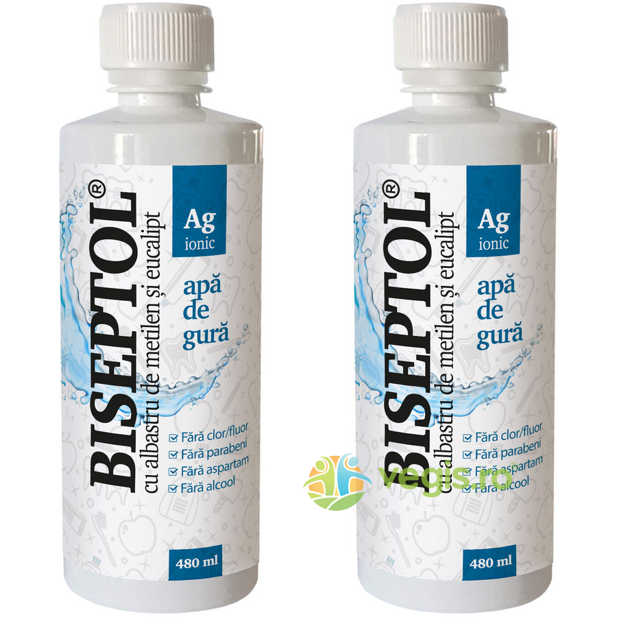 Reducere 2% - Pachet BiSeptol Apa de Gura cu Albastru de Metilen si Eucalipt 480ml+480ml 1 Pachet BiSeptol Apa de Gura cu Albastru de Metilen si Eucalipt 480ml+480ml