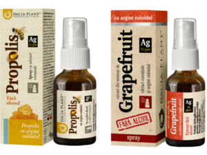 Pachet Propolis cu Argint Coloidal fara Alcool Spray 20ml + Grapefruit cu Argint Coloidal fara Alcool Spray 20ml