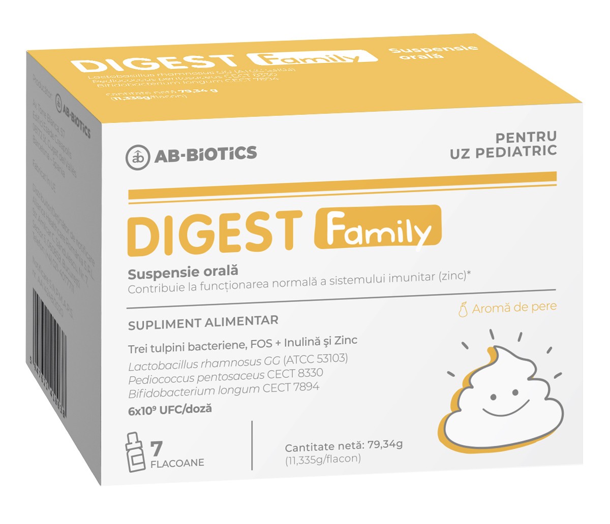 Reducere 20% – Digest Family Suspensie Orala, 7 flacoane – Ab-Biotics 1 Digest Family Suspensie Orala