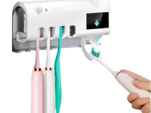 Dozator pentru pasta de dinti cu sterilizator UV pentru periute