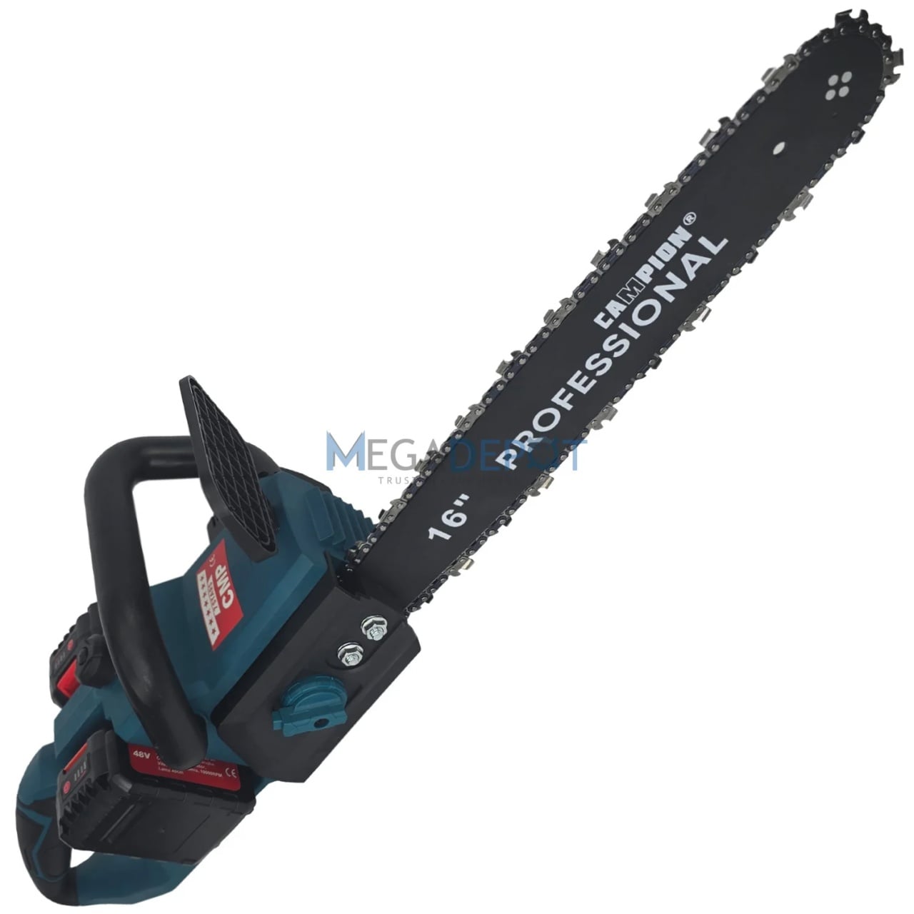 Reducere 35% - Drujba electrica, motor Burshless, cu 2 acumulatori in serie 48V, ungere automata, 400mm, manusi cadou Campion PROFESSIONAL CMP1855 2 motor Burshless
